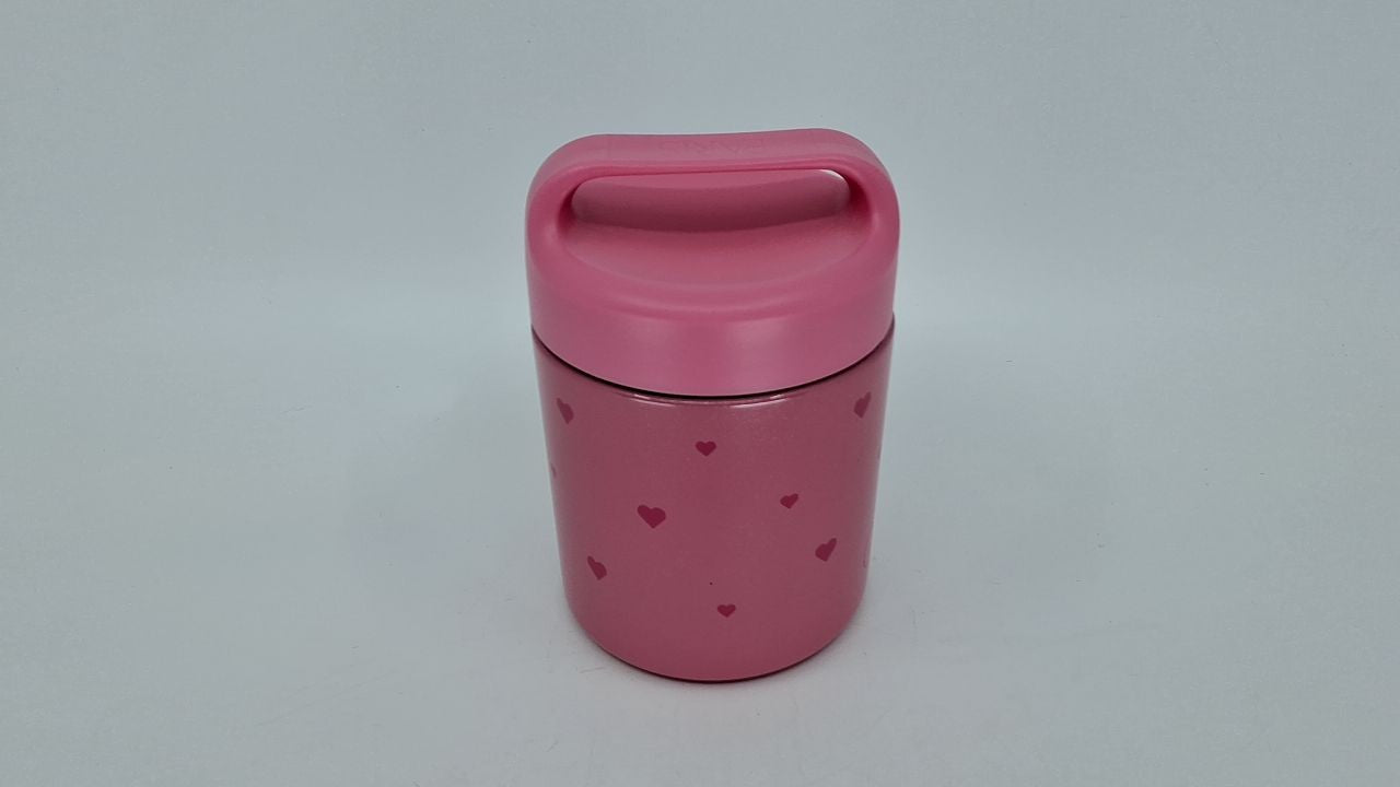 Insulated 12-Ounce Food Jar Pink Hearts, Double Wall Stainless Steel