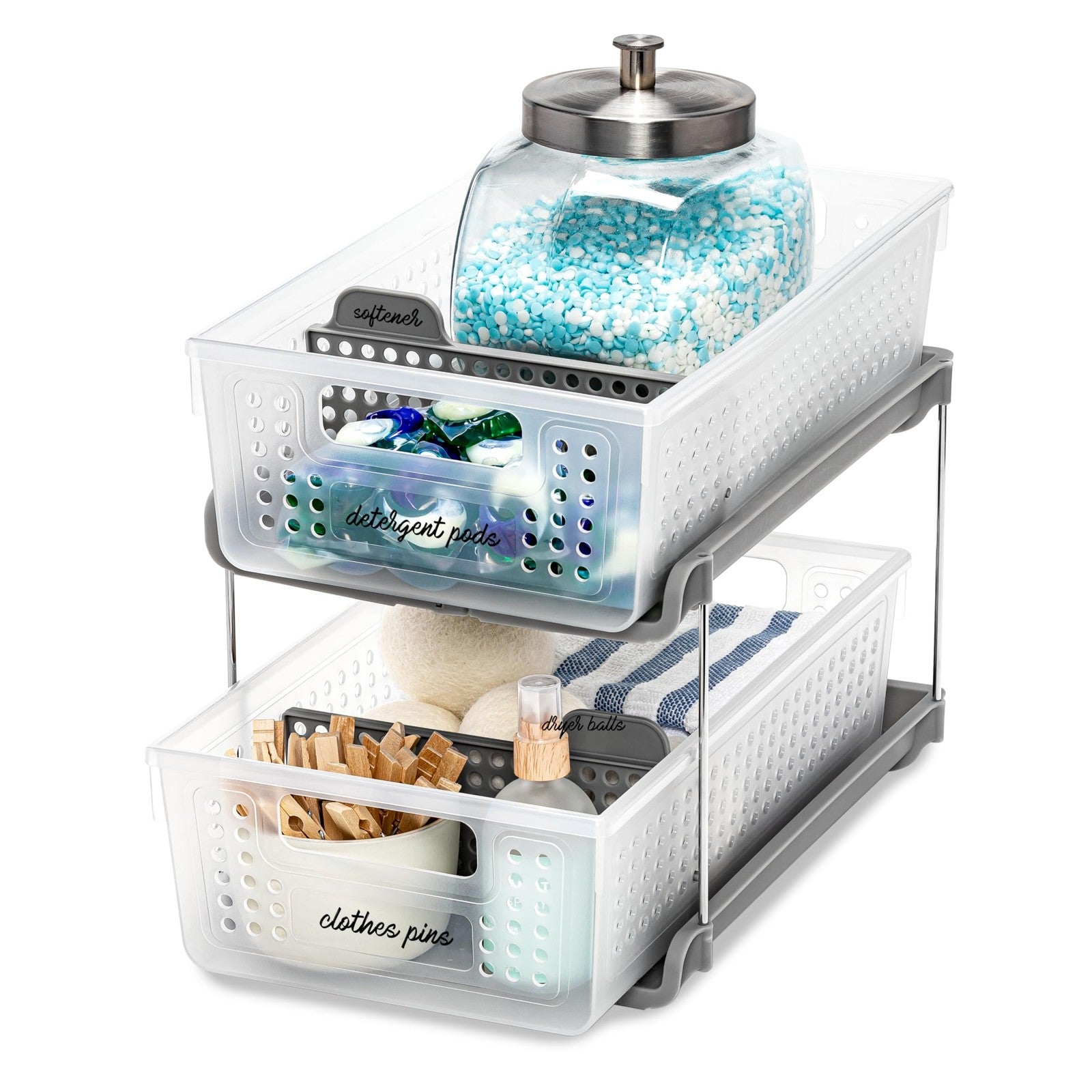 madesmart Antimicrobial 2 Tier Organizer, Pack of 1, Frost