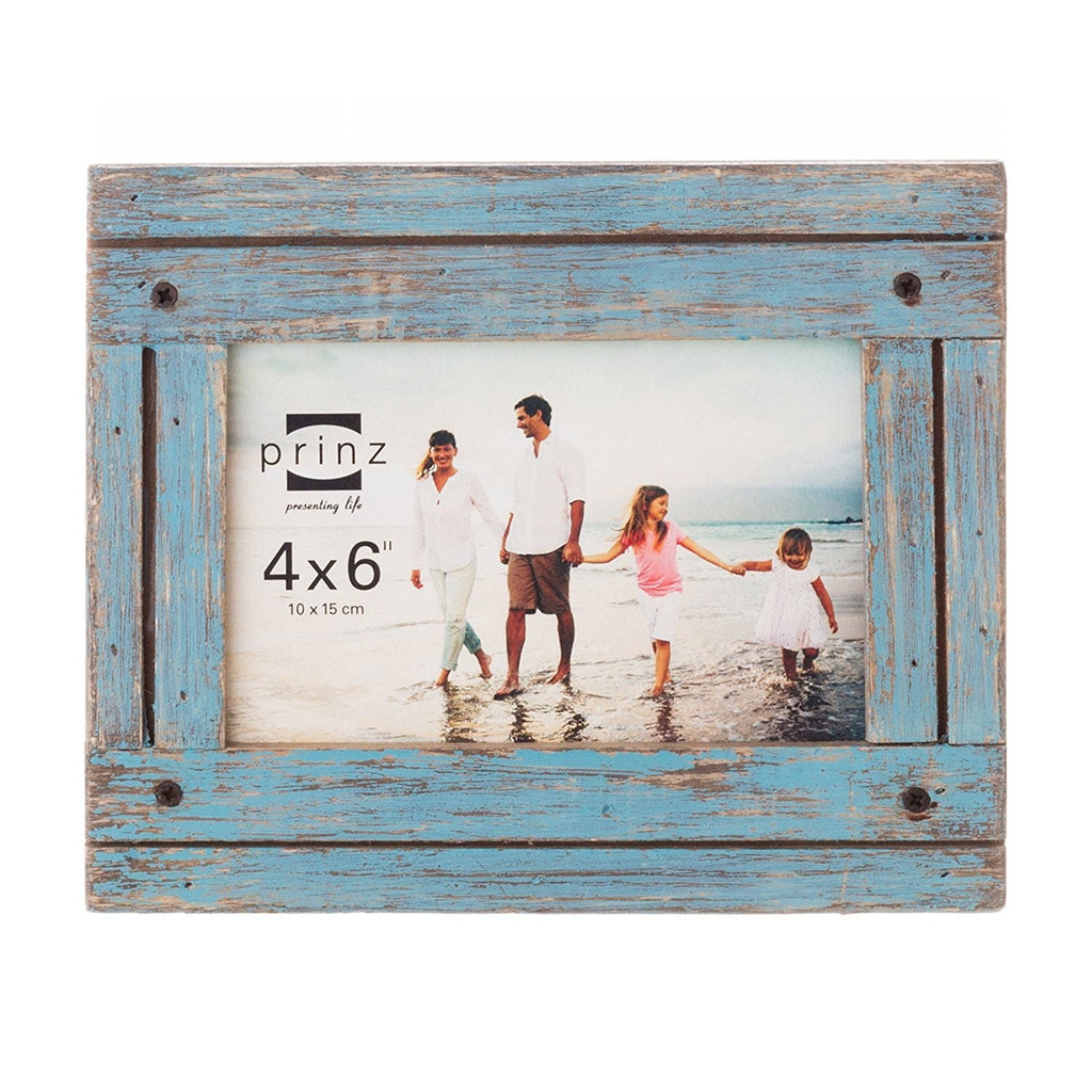 Distressed Blue Wood Picture Frame for 4x6 Photos, Wall/Tabletop Display