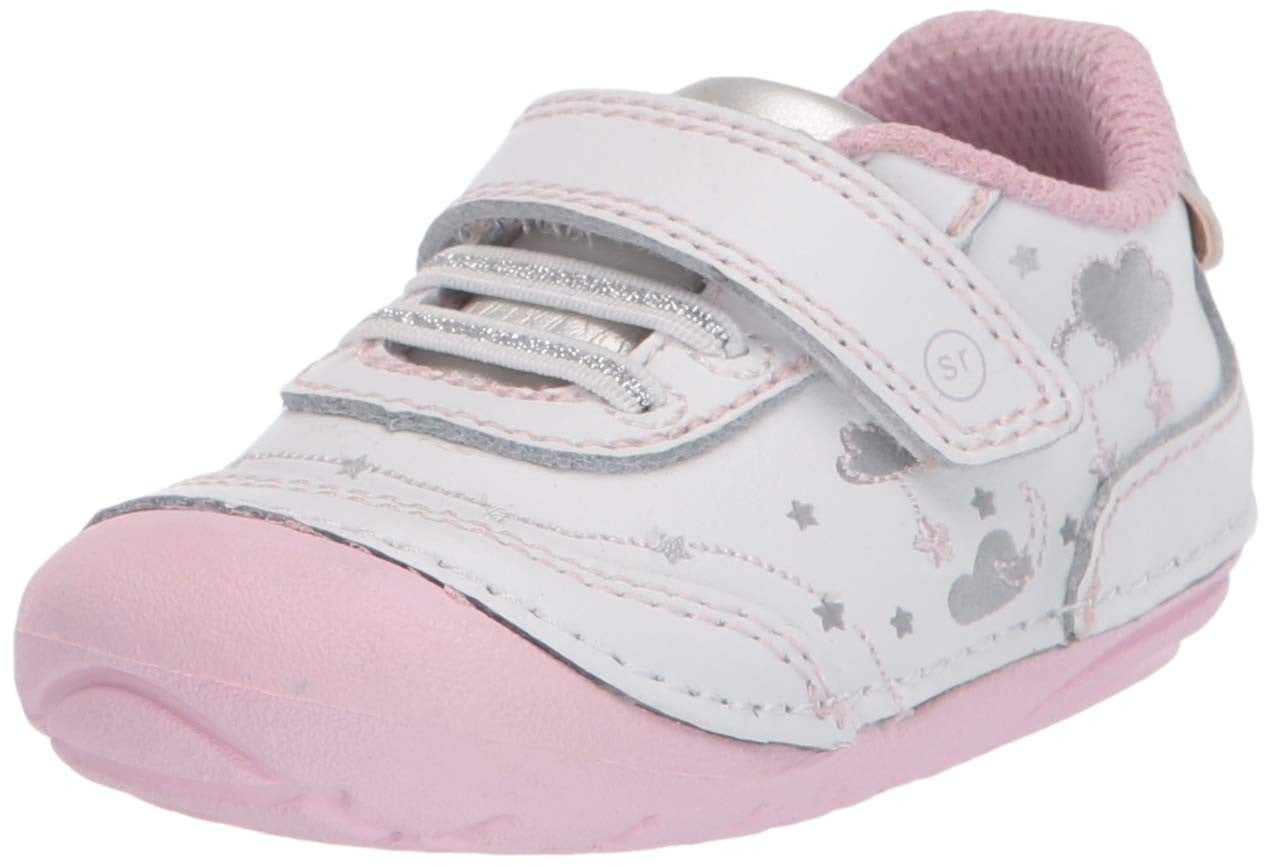 Stride Rite Girls Soft Motion Adalyn Athletic Sneaker, White/Silver, 5 Toddler