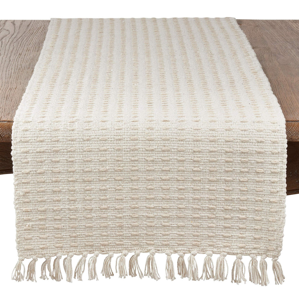 SARO LIFESTYLE Dashed Woven Table Runner, 16"x54", Natural