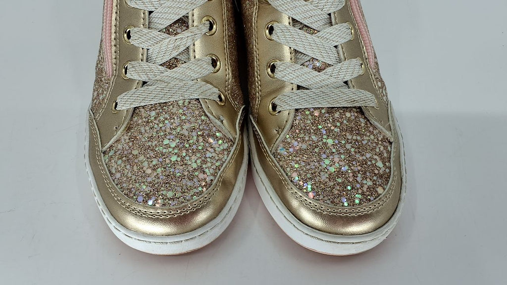 Skechers Kids Girls Shoutouts 2.0-Glitter Queen Sneaker, Gold, 4 Big Kid
