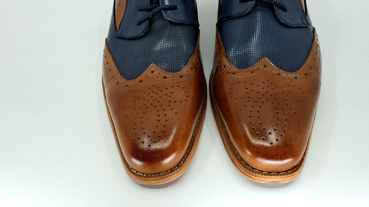 Stacy Adams Men's Ivingale Wingtip Lace Up Oxford, TAN Multi, 10
