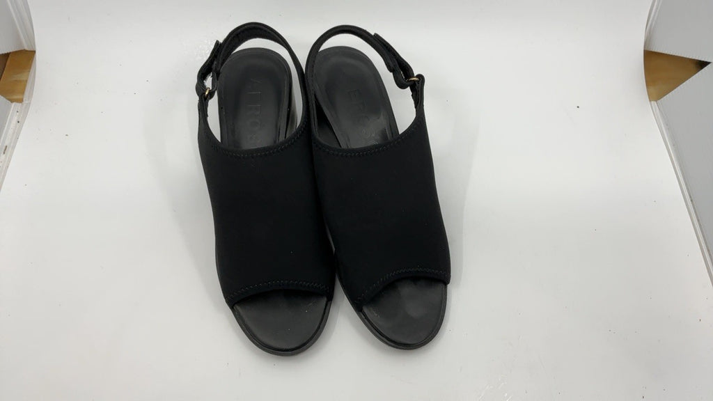 Aerosoles Women's NURI Slingback Wedge Heeled Sandal, Black Fabric, 8.5M