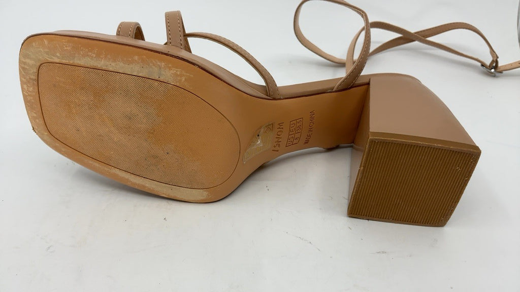 Women’s Nude Chunky Heels Size 8 Ankle Strap Platform Sandals