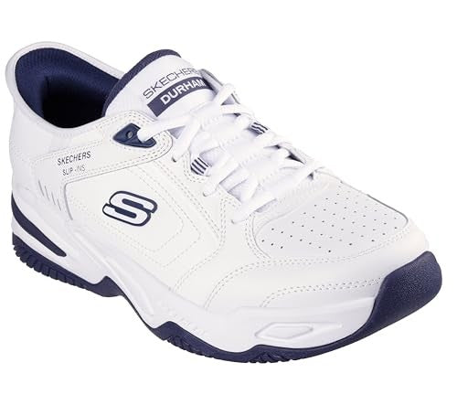 Skechers Men's Durham Hands Free Slip-in Sneaker,White/Navy,8.5 Extra Wide