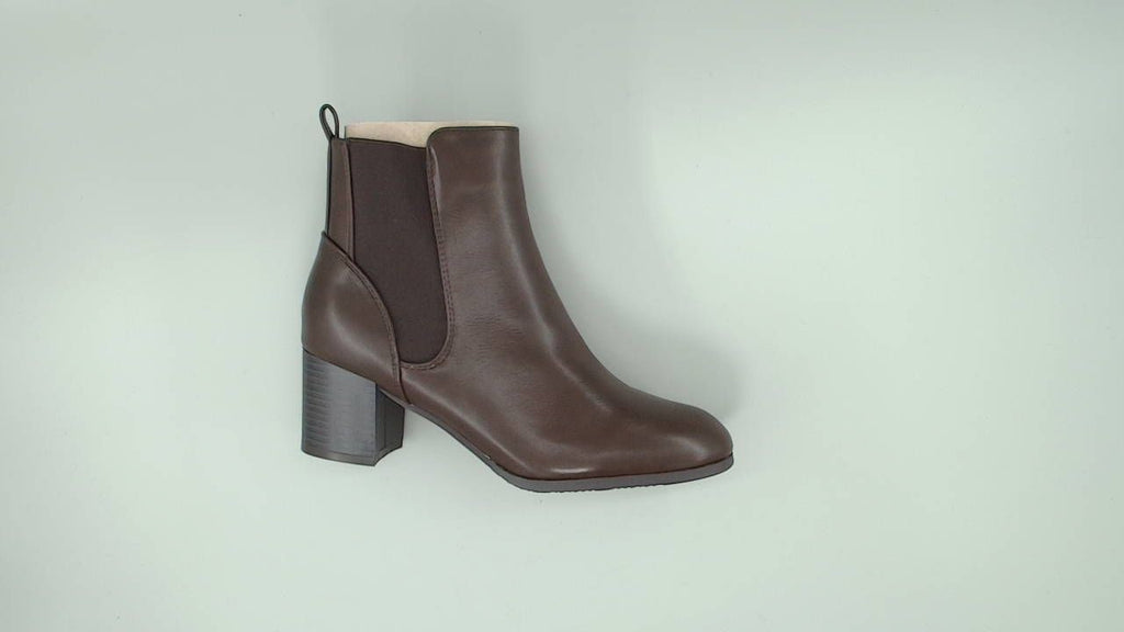 DREAM PAIRS Women's DAB212 Elastic Gore Chelsea Boots,Brown/PU,Size 8.5