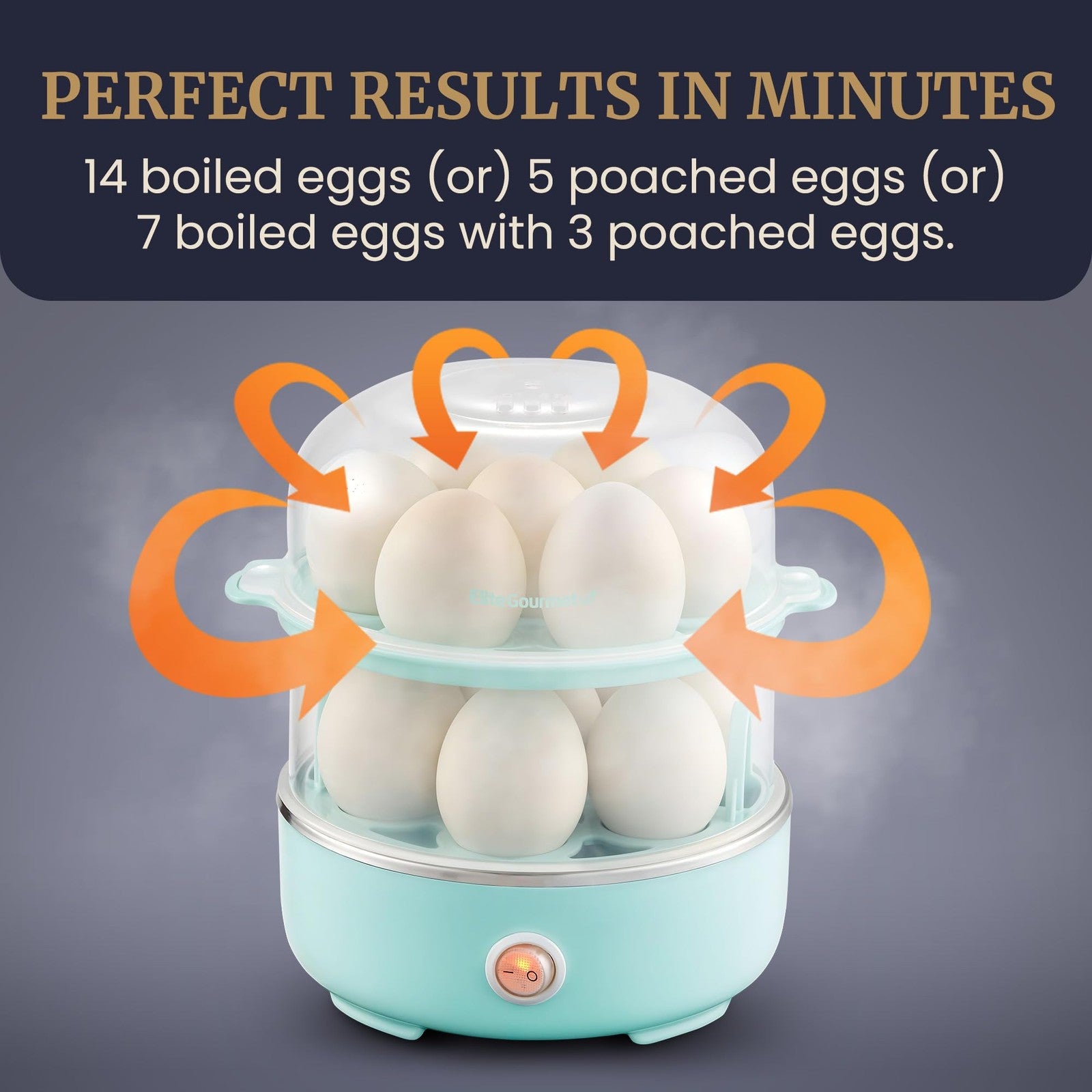 Elite Gourmet EGC1215M 14-Egg Cooker, Stainless Steel, Auto Shut-Off