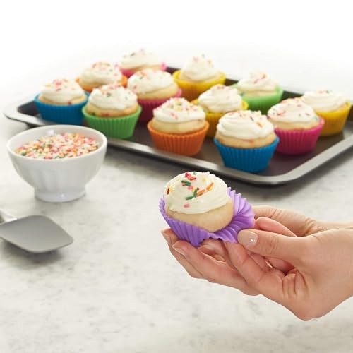 24 Multicolor Silicone Baking Cups, Non-Stick, Dishwasher Safe