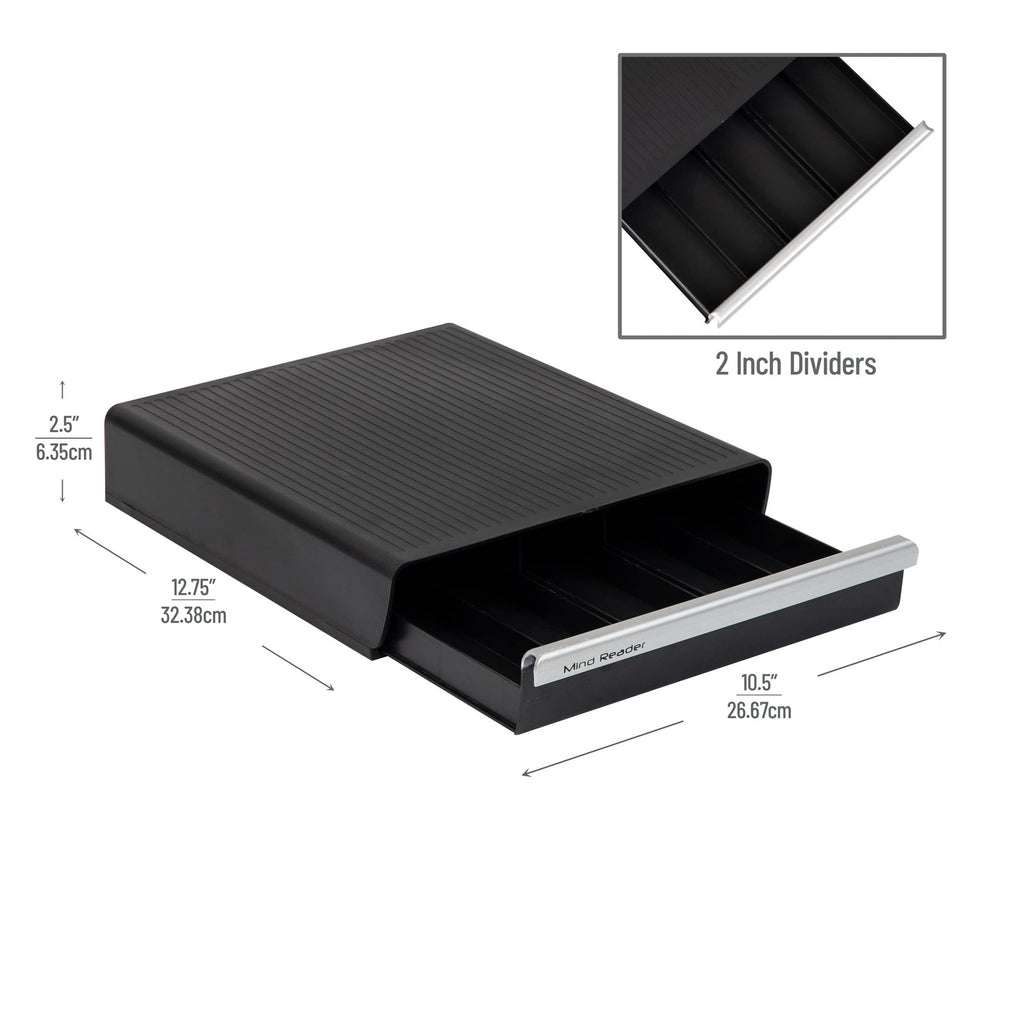 Coffee Pod Storage Drawer, 30 Pod Capacity, Black, Space-Saving Design