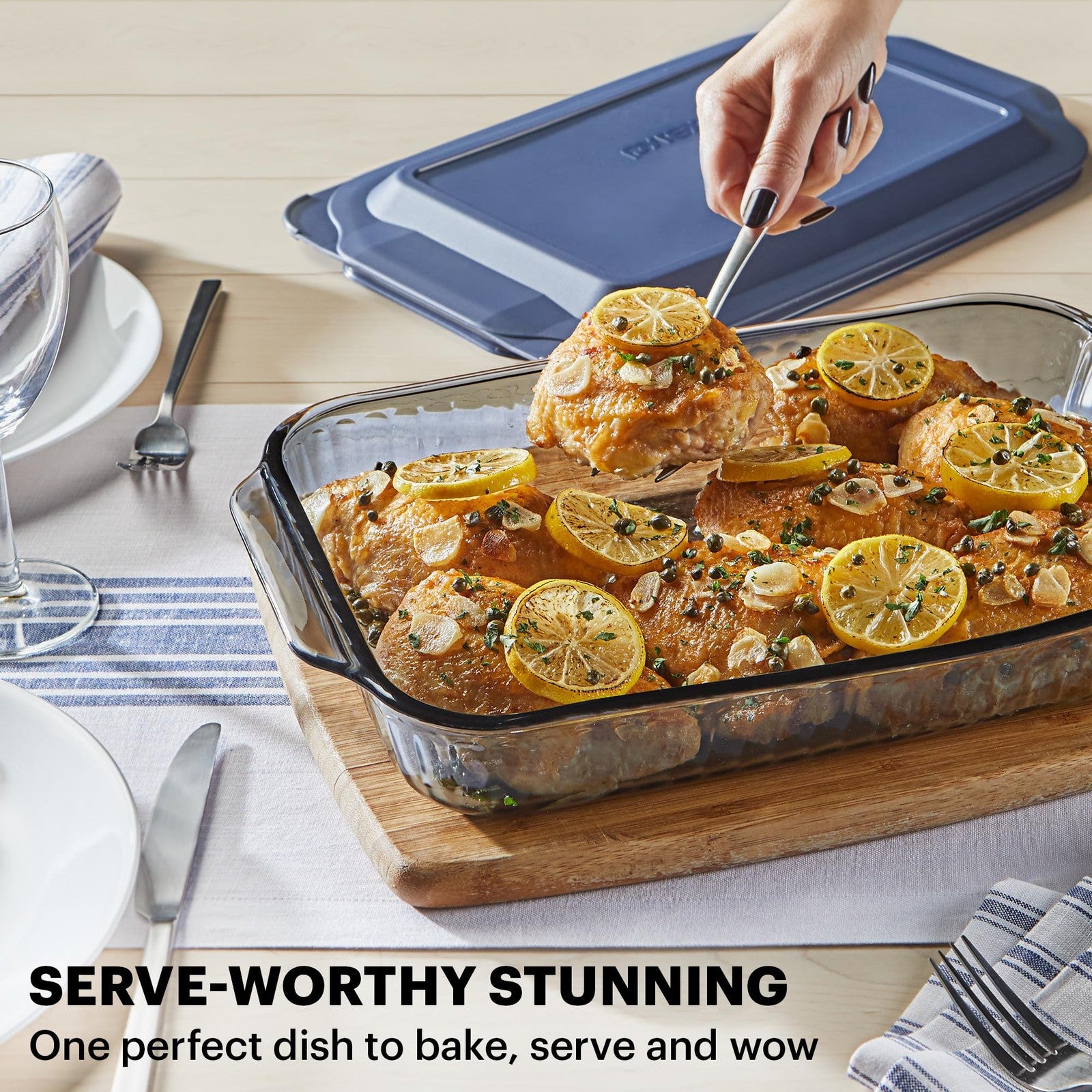 Pyrex 9x13 Oblong Glass Baking Pan w/ BPA-Free Lid, Dishwasher Safe