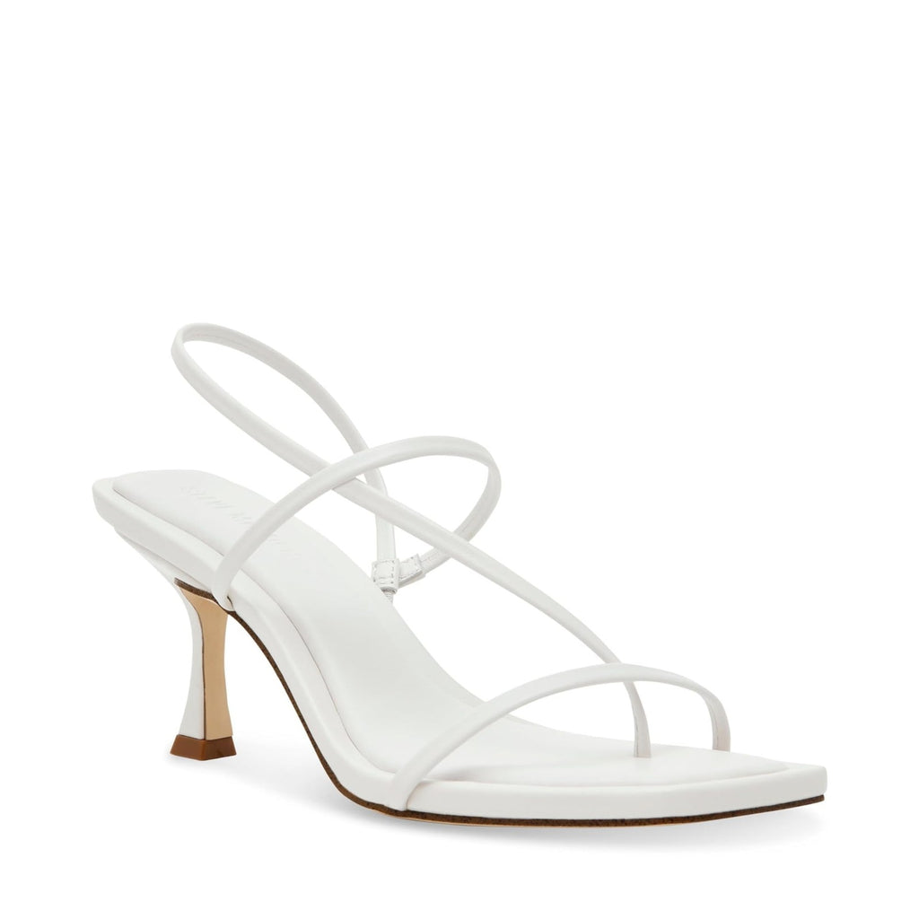 Steve Madden Women's Locke Heeled Sandal, White Leather, 8.5