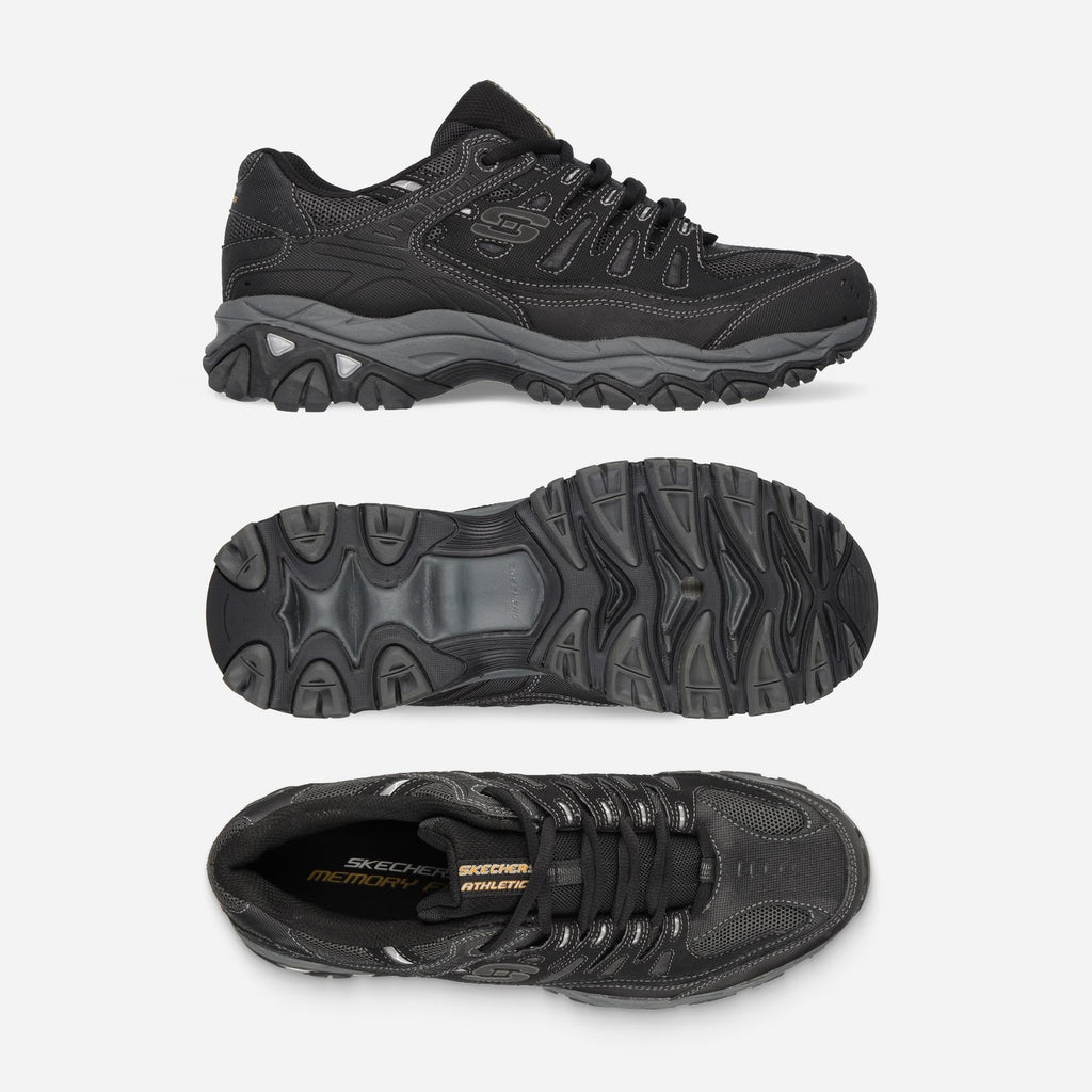 Men's Afterburn M. Fit Fashion Sneakers, Leather, 9 X-Wide, Black/Charcoal