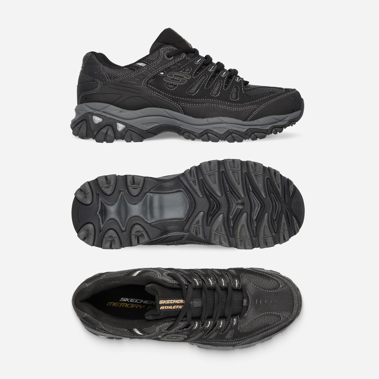 Men's Afterburn M. Fit Fashion Sneakers, Leather, 9 X-Wide, Black/Charcoal