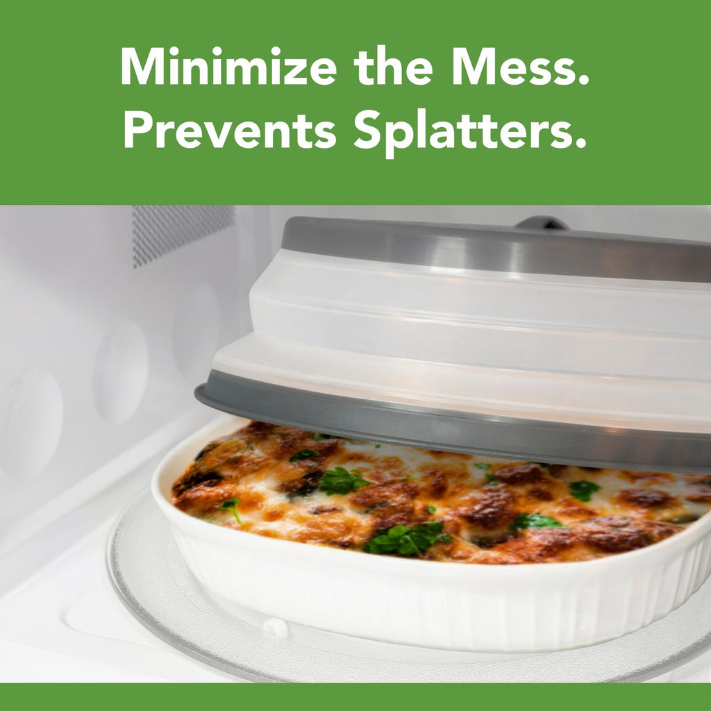 Large Collapsible Microwave Splatter Cover - Charcoal Silicone Lid