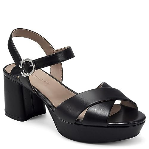 Aerosoles Women's Cosmos Heeled Sandal, Black Leather, 7.5