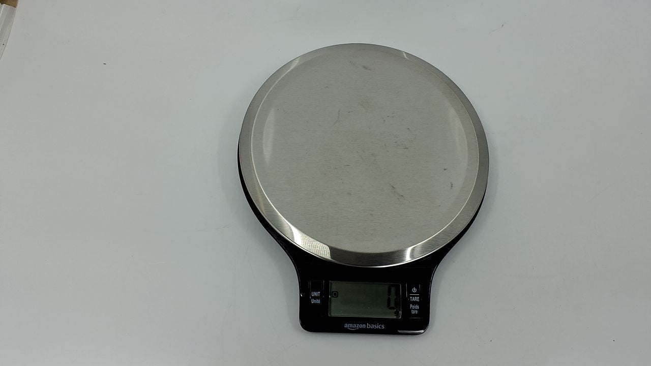 Digital Kitchen Scale, LCD, Black & Stainless Steel, Batteries Included
