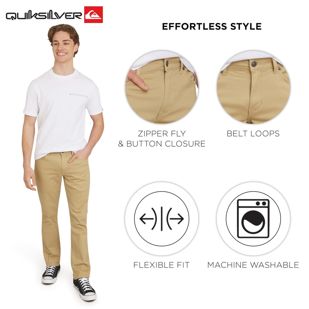 Men's Stretch Fit Chino Pants, Quiksilver, Vintage Khaki, 32W x 32L