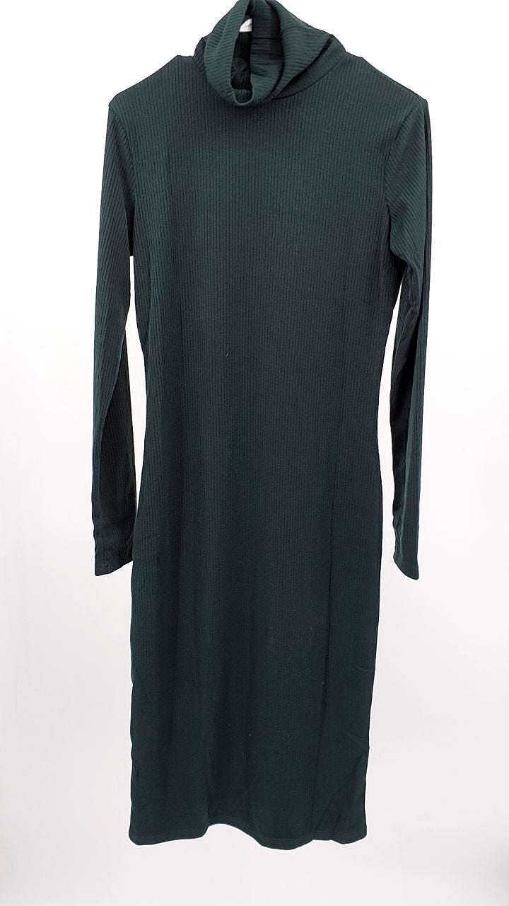 Ribbed Turtleneck Long Sleeve Dress