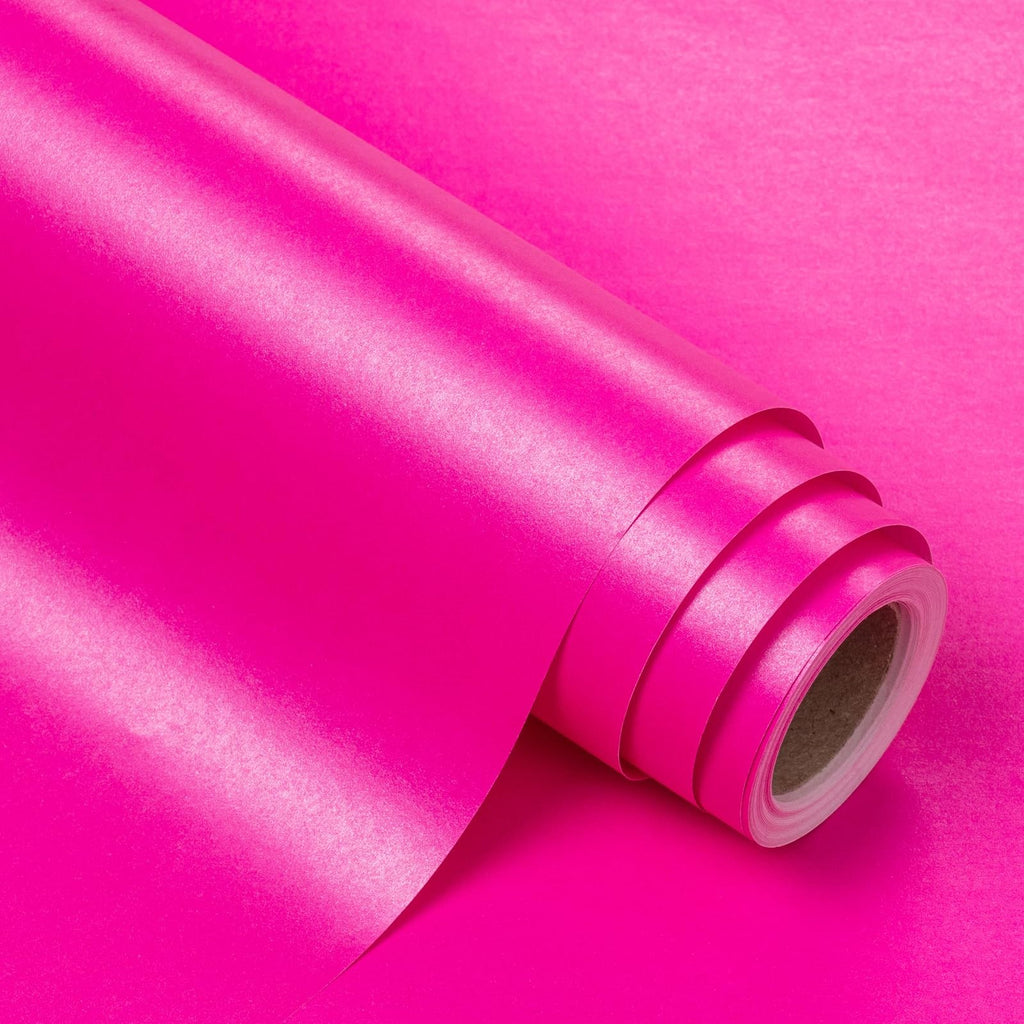 Elegant Hot Pink Wrapping Paper, 17in x 32.8ft, Ideal for Weddings & Birthdays