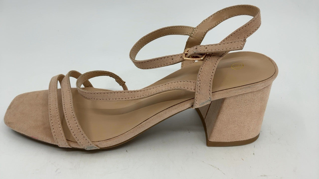 mysoft Women's Strappy Low Chunky Block Heel Sandals Open Toe Dress Shoes size 9
