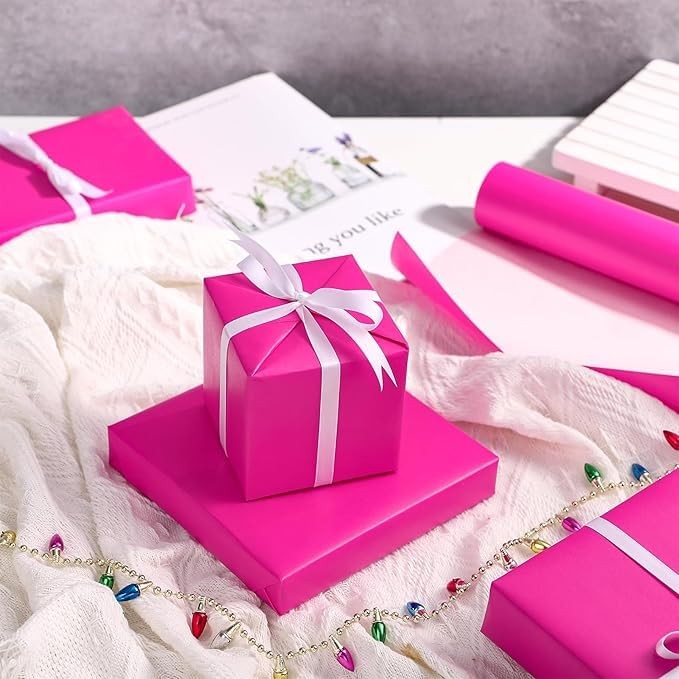 Elegant Hot Pink Wrapping Paper, 17in x 32.8ft, Ideal for Weddings & Birthdays