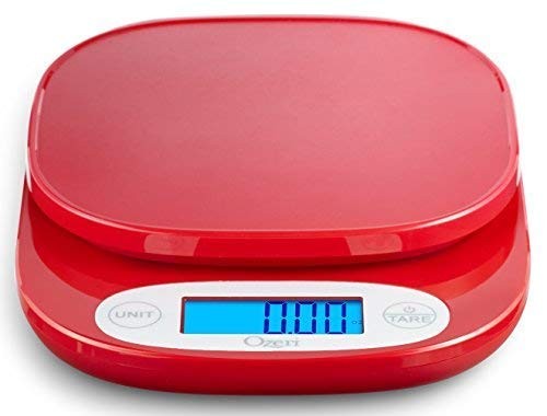 Ozeri ZK24 Kitchen Scale, 0.5g Precision, Easy Tare, Red