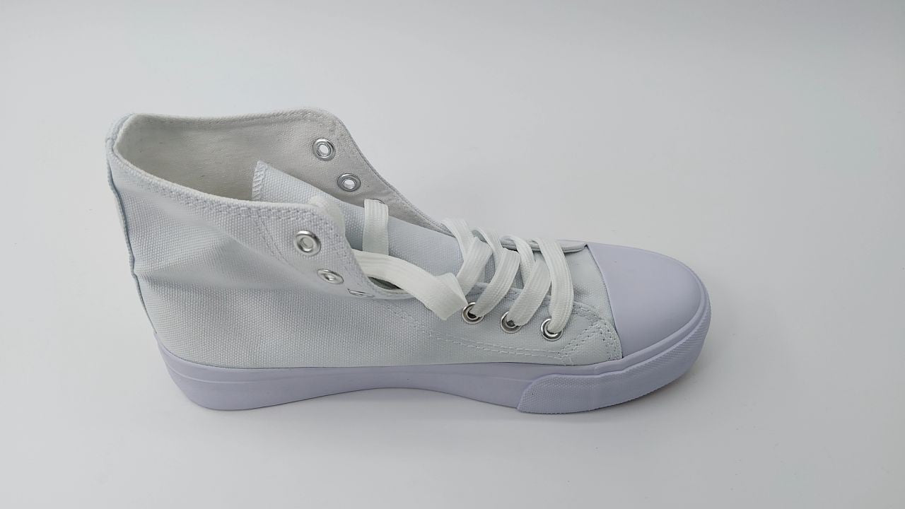 Womens Casual Tennis Walking Shoes High Top Canvas White 7.5