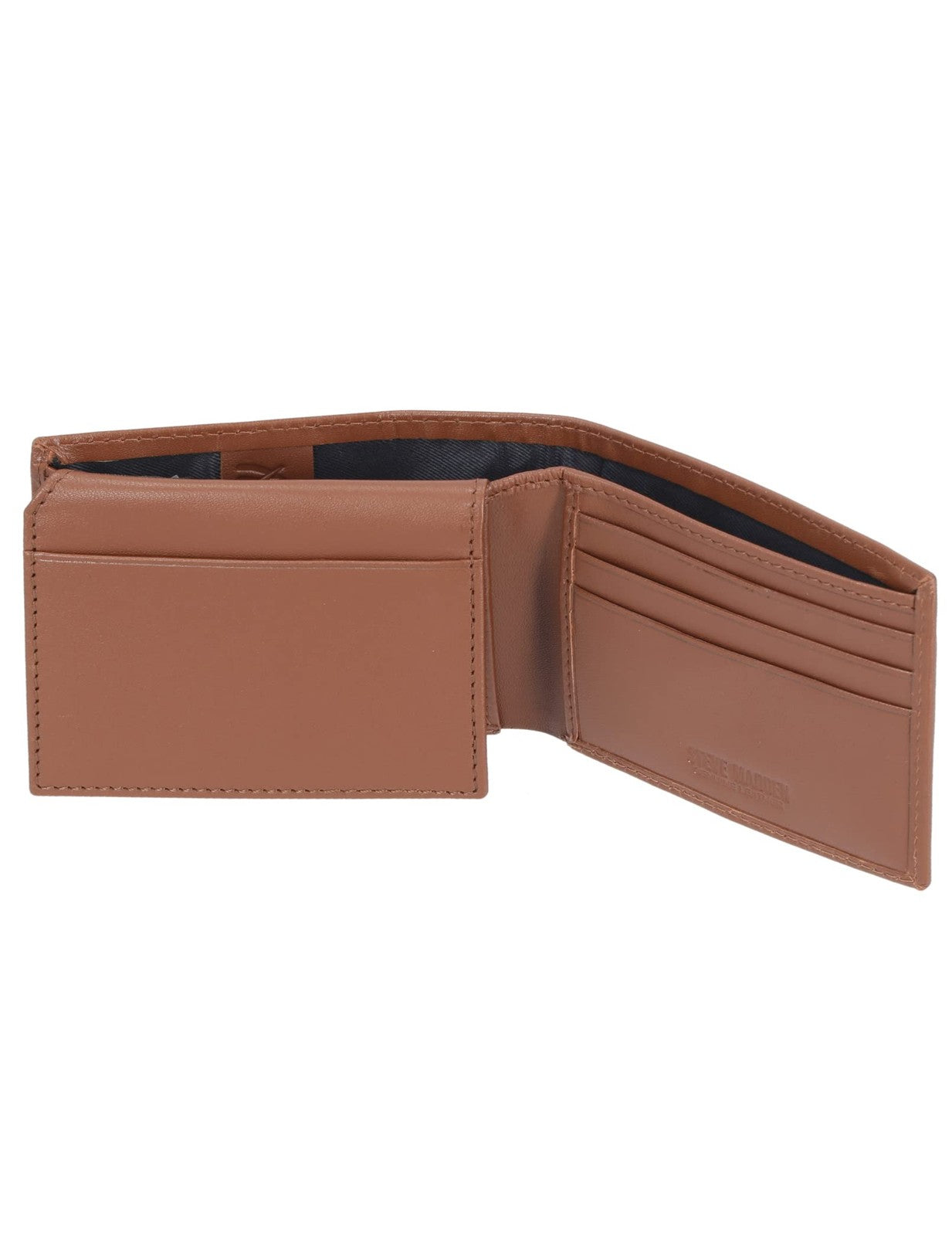 Men's Leather Wallet Extra Capacity, Cognac, Slim Design, One Size