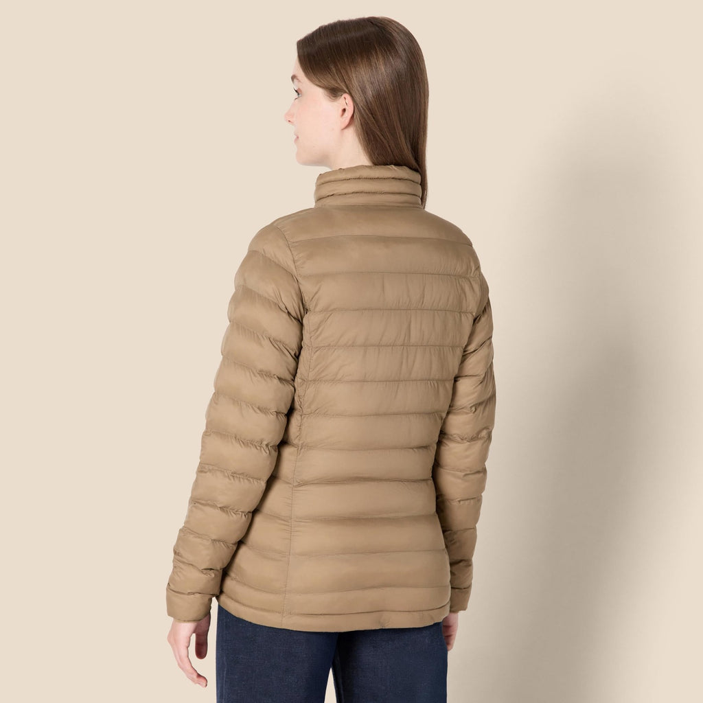 Women's Long-Sleeve Packable Puffer Jacket, Large, Mushroom Brown, Lightweight