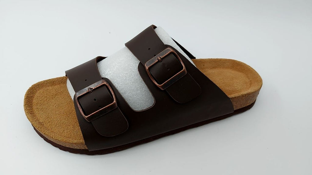 CUSHIONAIRE Lane Cork Footbed Mens Sandals, Adjustable Buckle Comfort Slides, 10