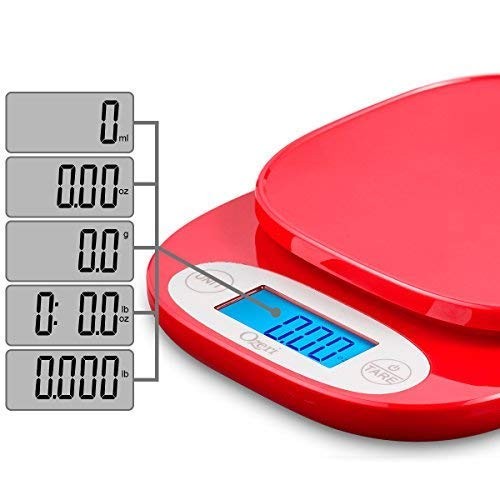 Ozeri ZK24 Kitchen Scale, 0.5g Precision, Easy Tare, Red