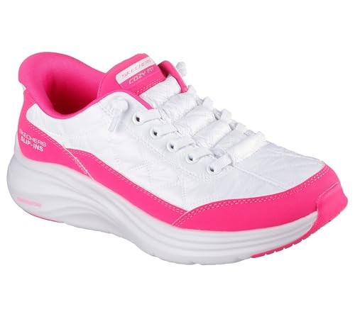 Skechers Sport Women's Cozy Fit Slip-Ins Sneaker, White/Hot Pink, Size 9