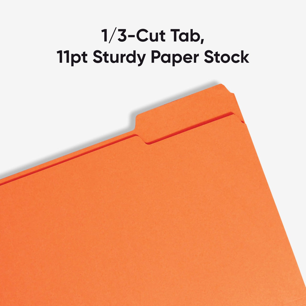 1/3-Cut Tab File Folders, Orange, Letter Size, 100 Count by Smead