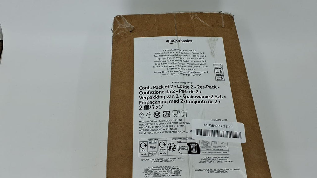 Amazon Basics Rectangular Baking Bread Loaf Pan, 9.5 x 5 Inch, Set of 2, Gray