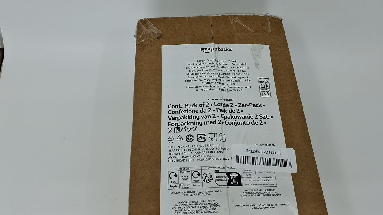 Amazon Basics Rectangular Baking Bread Loaf Pan, 9.5 x 5 Inch, Set of 2, Gray