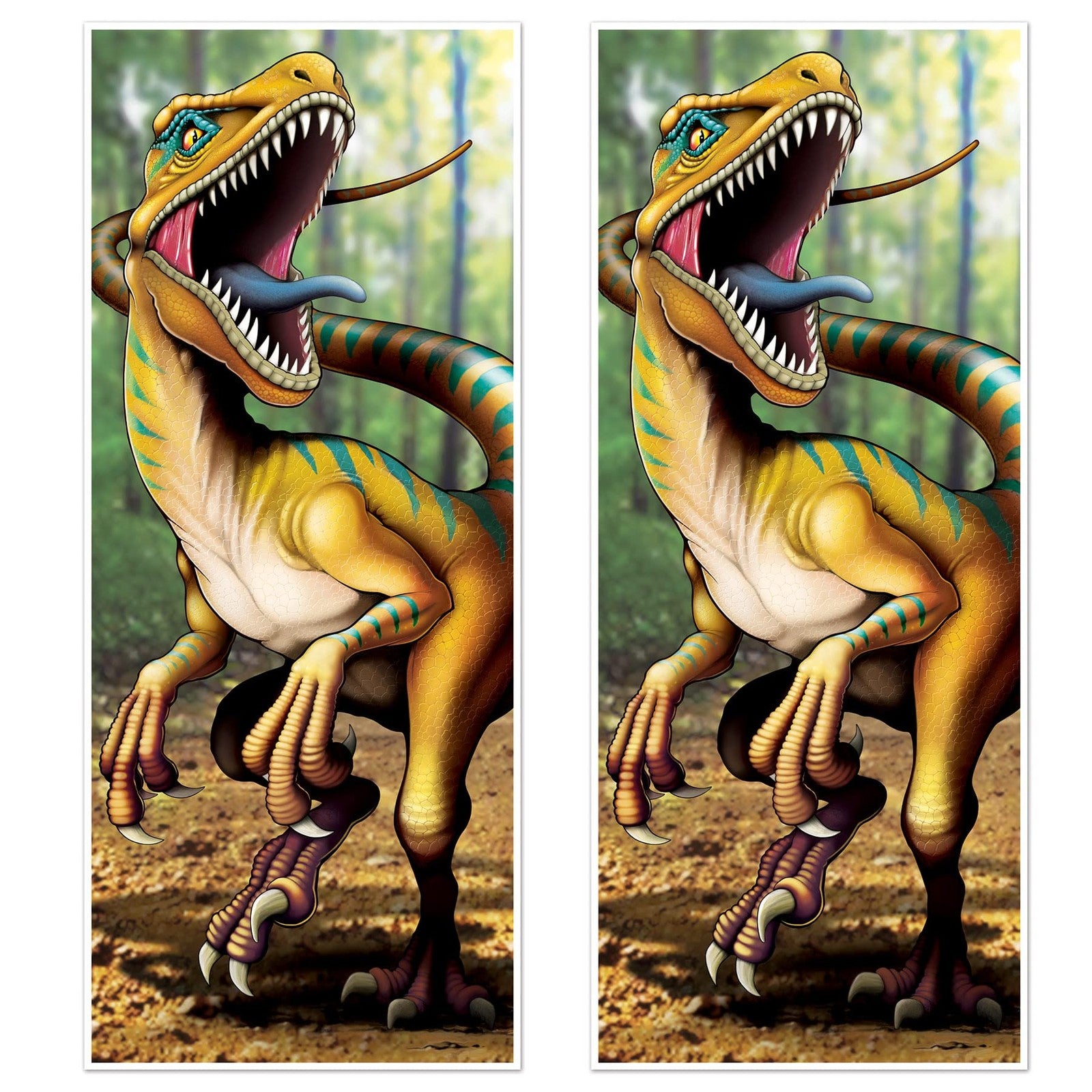 Set of 2 Dinosaur Door Covers 6' x 30" Plastic Party Supplies