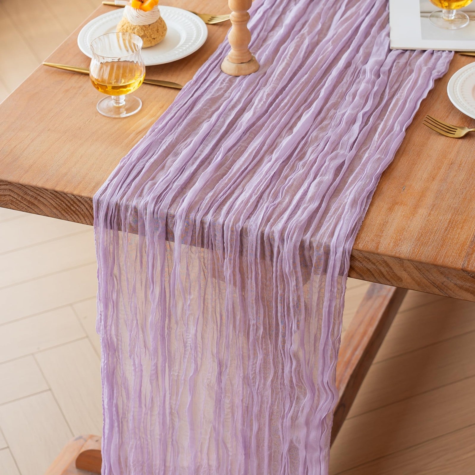 4 Pack Rustic Lilac Table Runner 35x120 In for Bridal Shower & Parties