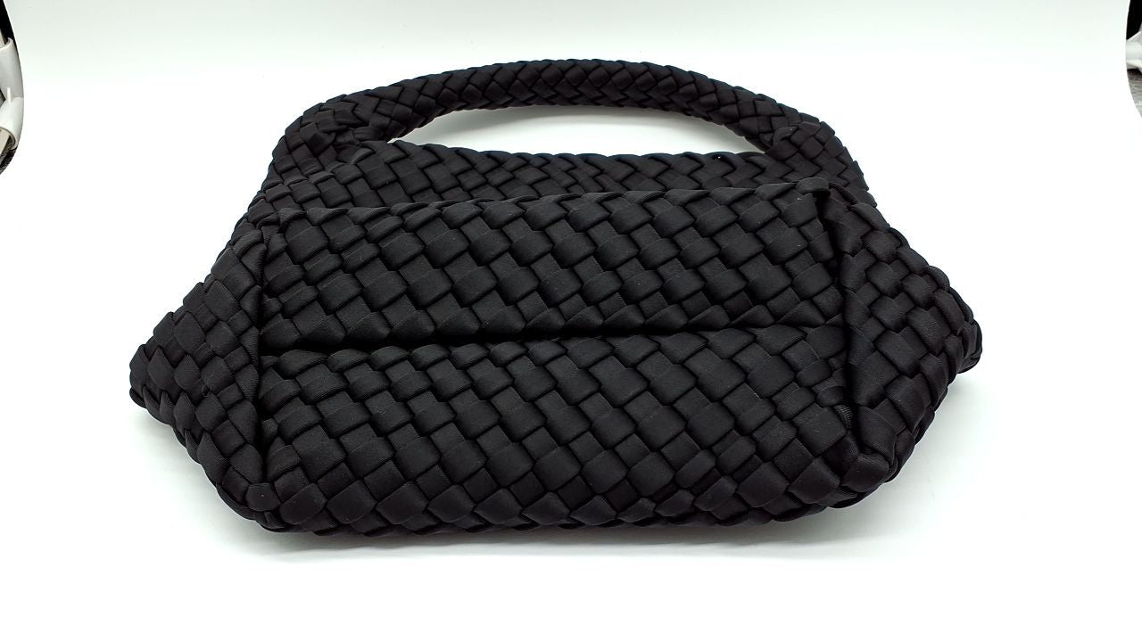 Ladies Black Woven Hobo Tote Bag & Wallet - Adjustable Strap