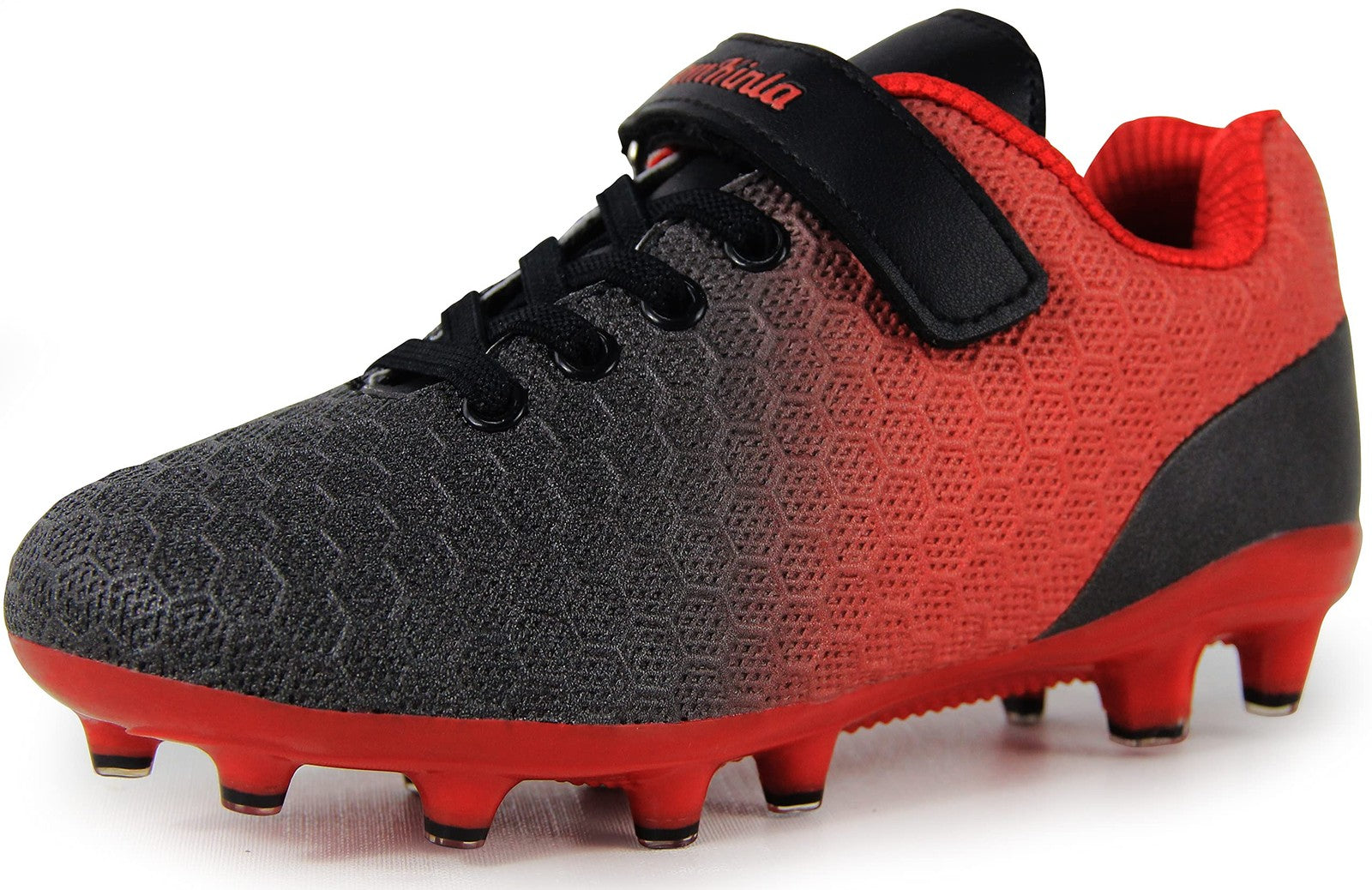 BomKinta Kid's FG Soccer Cleats Athletic Outdoor Black Red Size 3M US Little Kid