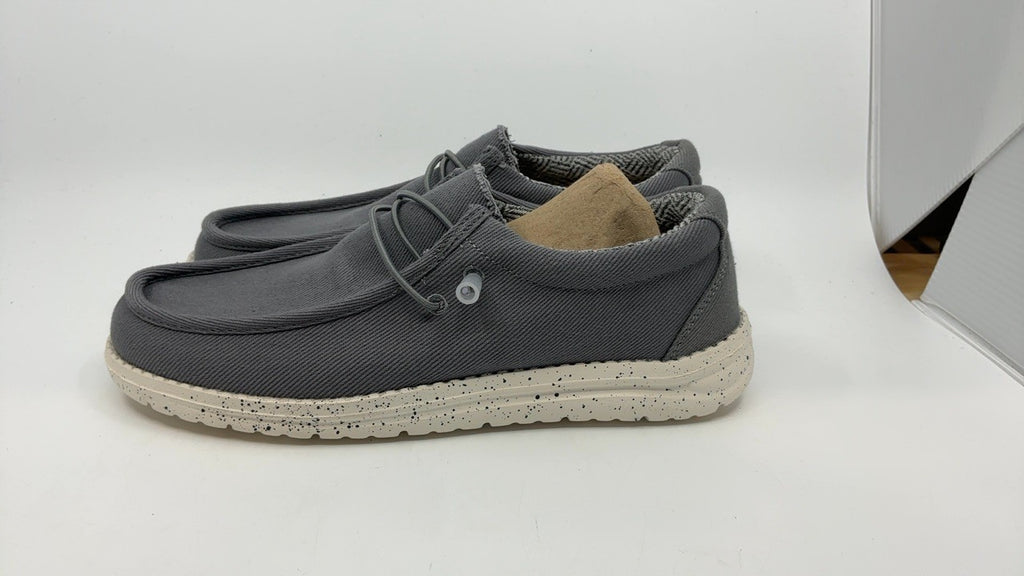 Men's Grey Canvas Slip-On Loafers Lightweight & Breathable Shoes Size 9.5