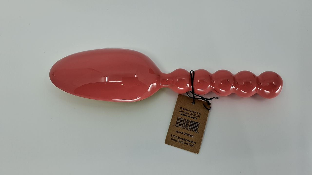 Creative Co-Op Enameled Aluminum Kitchen Scoop, Pink and Gold