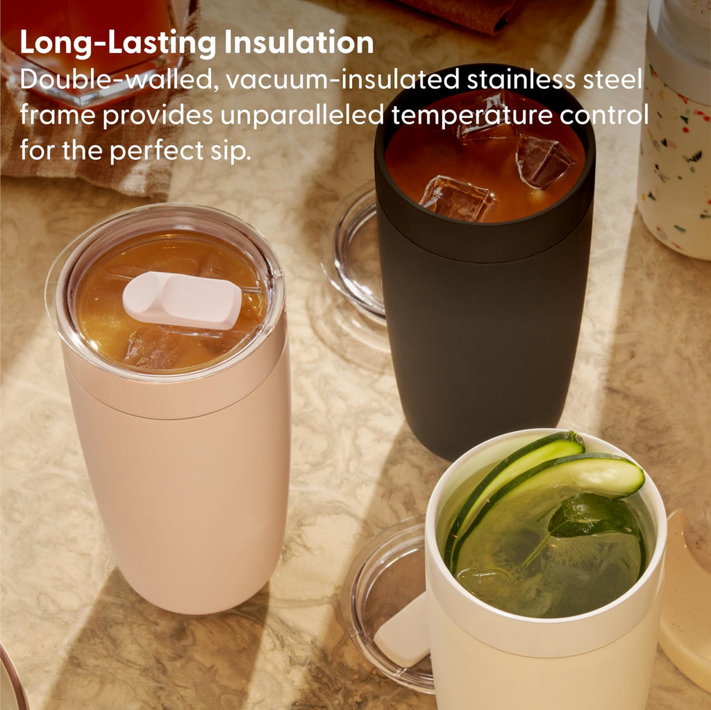 Ceramic Coated 20 oz Insulated Tumbler w/ Wide Mouth Charcoal Terrazzo