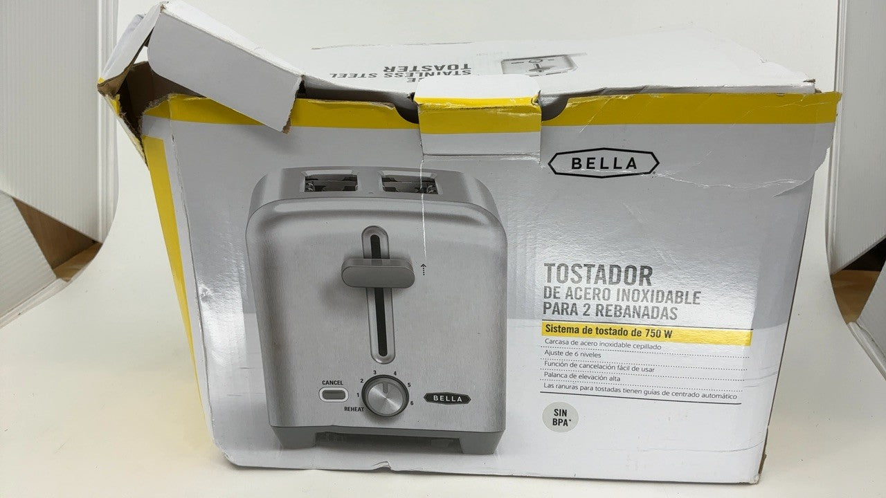 Bella Stainless Steel 2 Slice Toaster, Extra Wide Slots, 6 Browning Options