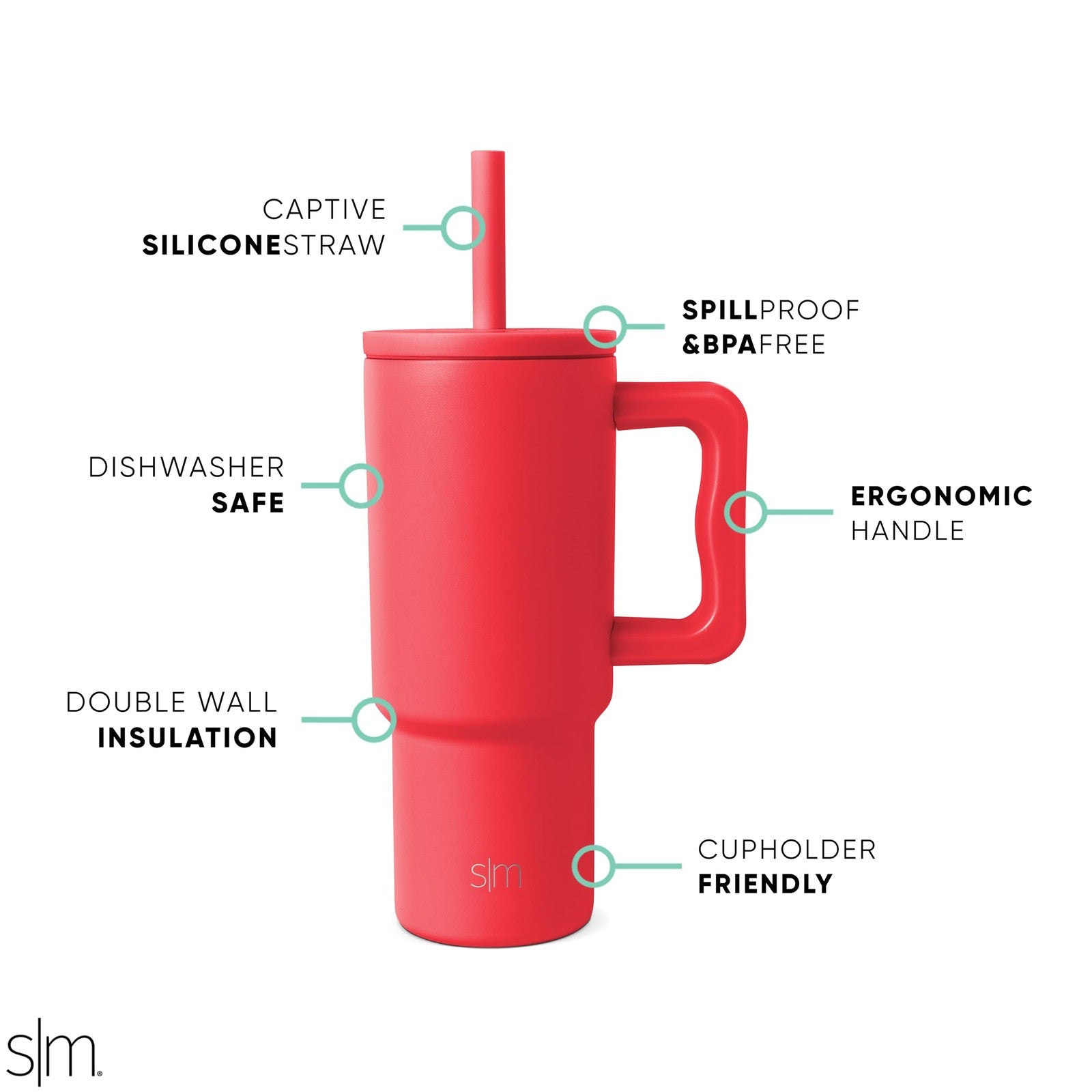 Simple Modern Kids 24 oz Insulated Tumbler - Spill Proof, Red