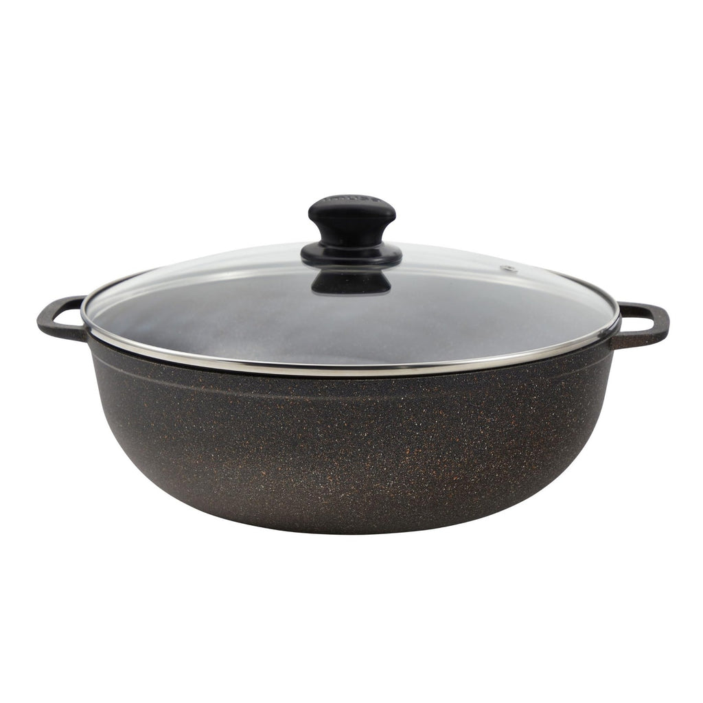 3.5Qt IMUSA Fuzion Nonstick Caldero, Cast Aluminum, Black w/ Glass Lid