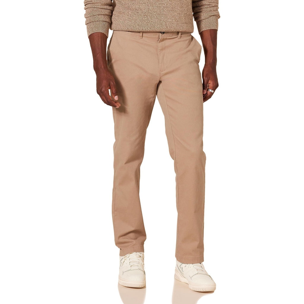 Men's Slim-Fit Chino Pants 36W x 32L Dark Khaki Brown Cotton