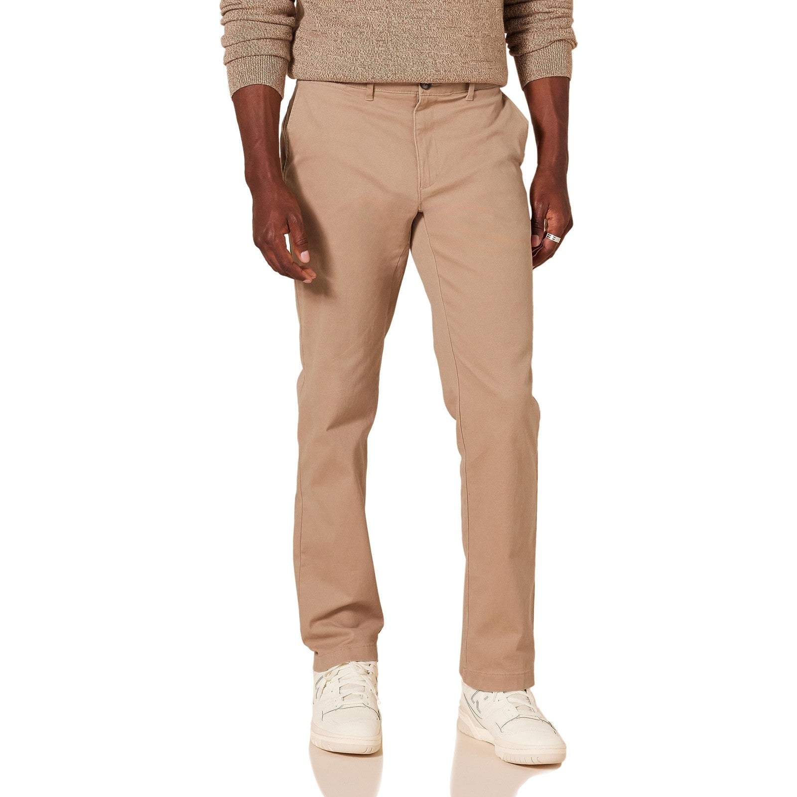 Men's Slim-Fit Chino Pants 36W x 32L Dark Khaki Brown Cotton