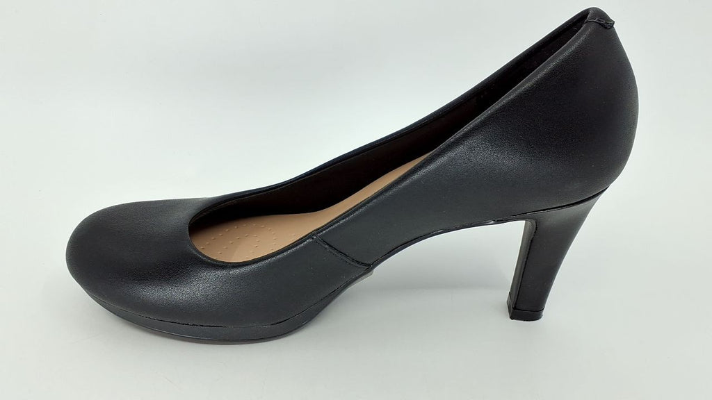 Clarks womens Adriel Viola Dress Pump, Black Leather, 7.5 US