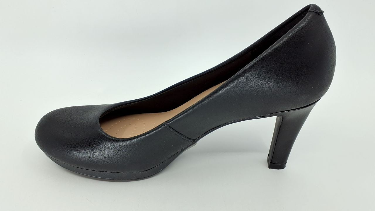 Clarks womens Adriel Viola Dress Pump, Black Leather, 7.5 US